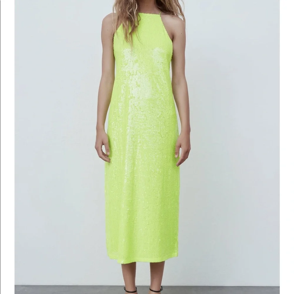 Zara sequin yellow dress - Picture 5 of 8